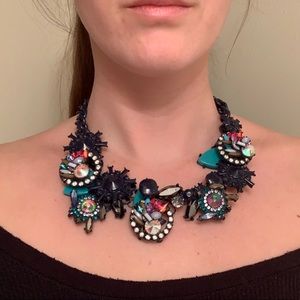 ZARA chunky metal and gem statement necklace